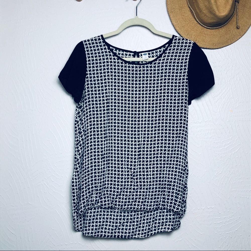 OLD NAVY I Short Sleeve Black White Blouse